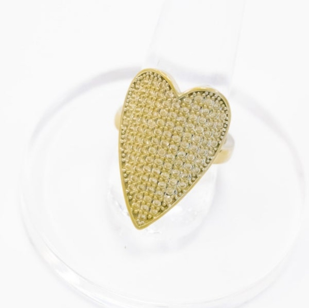 Heart-Shaped Adjustable Ring In Metallic Gold-tone, NIP